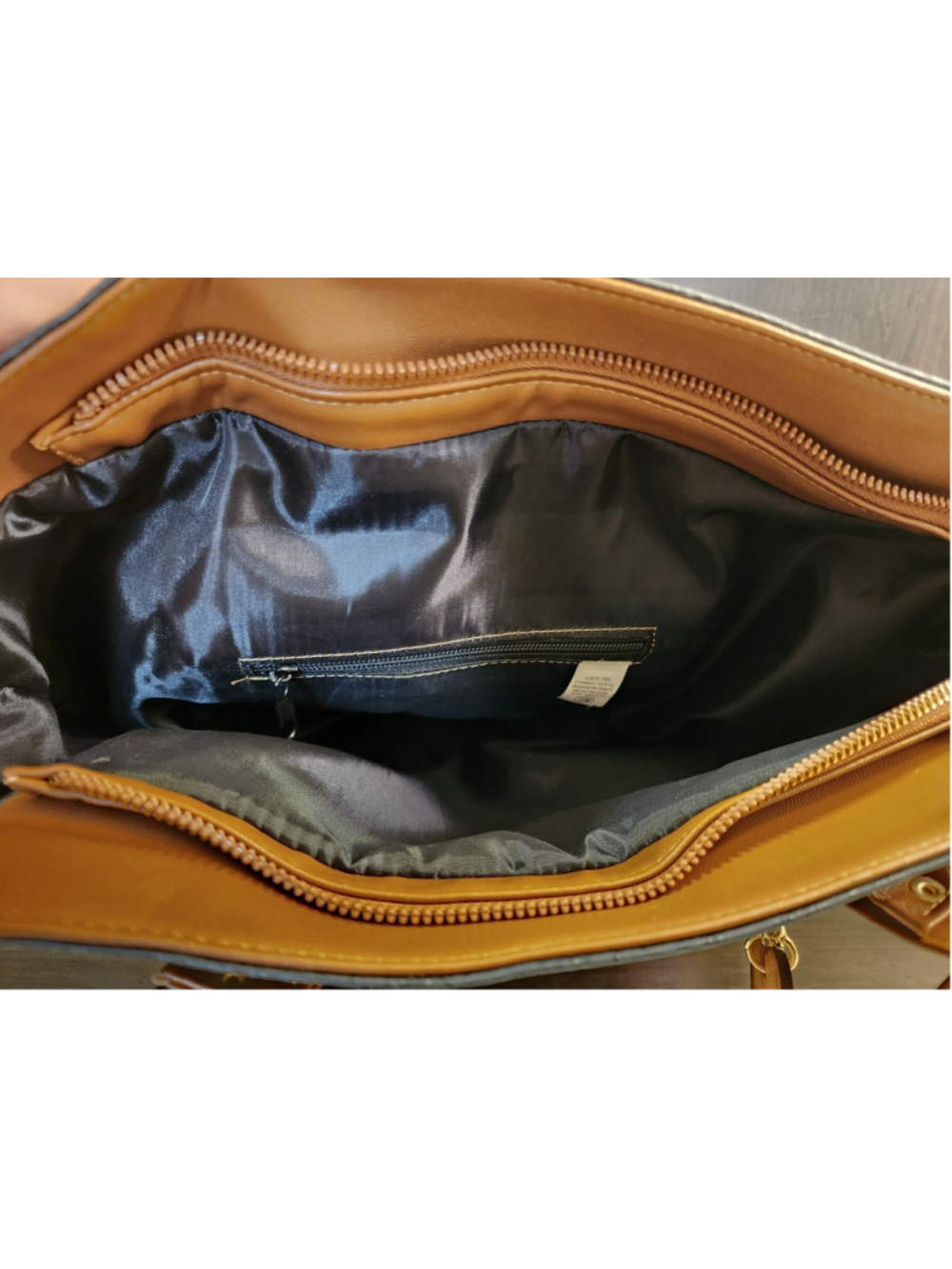 Sunflower Marine NAVY Blue Brown Embossed Tooled Artisan LEATHER Purse Handbag - Picture 11 of 16